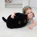 OurHonor 16 in Black Cat Plush, Black Cat Stuffed Animal Pillow Kawaii Cat Stuffed Animal Plushies Doll Toy Soft Gifts for Kids