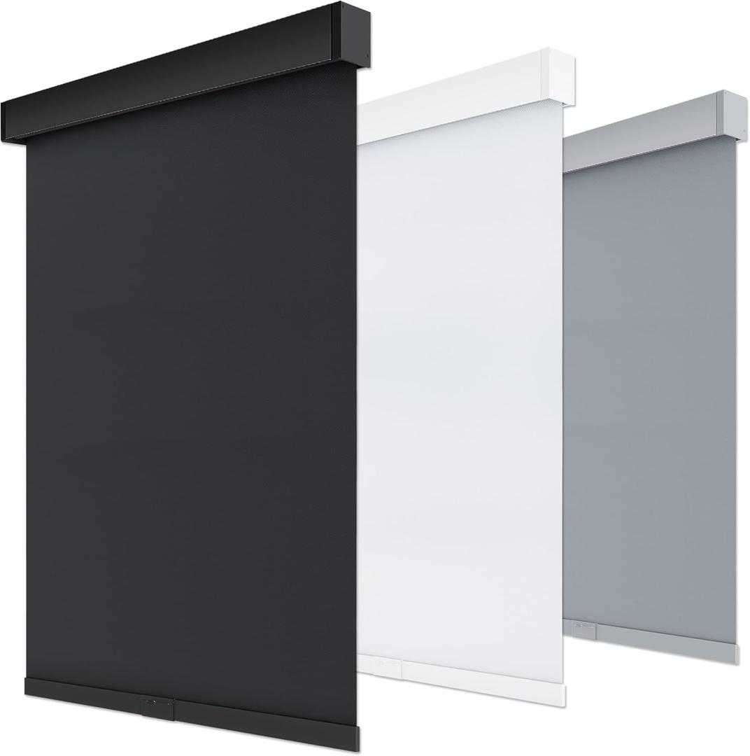 Cordless Thermal Insulated Blackout Roller Shades - Free-Stop Design with Valance, UV Protection, 41" x 72" (Black)