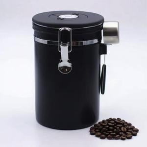 Airtight Coffee Canister  22oz Stainless Steel Coffee Container with 2 tbsp Scoop & Date Tracker, Black  Food Storage Jar for Beans, Tea & Pantry Essentials