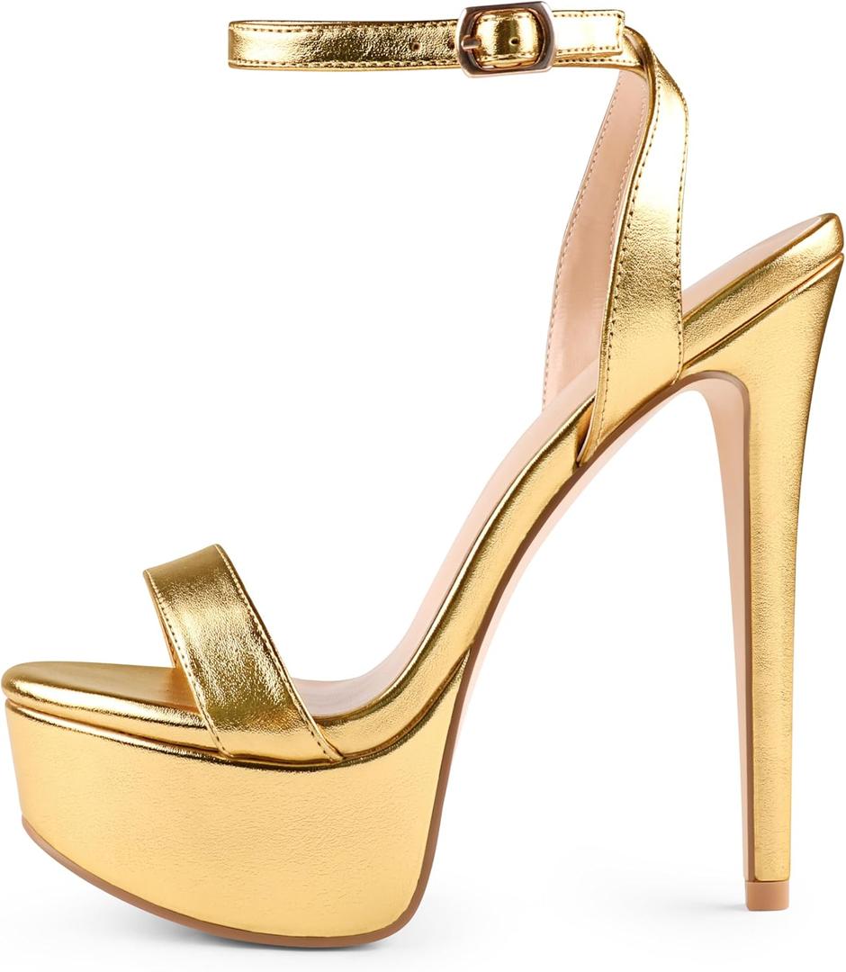 MERUMOTE Women's Platform Heels Sky High Heel Sandals Party Bridal Evening Shoes (10, Gold Matte)