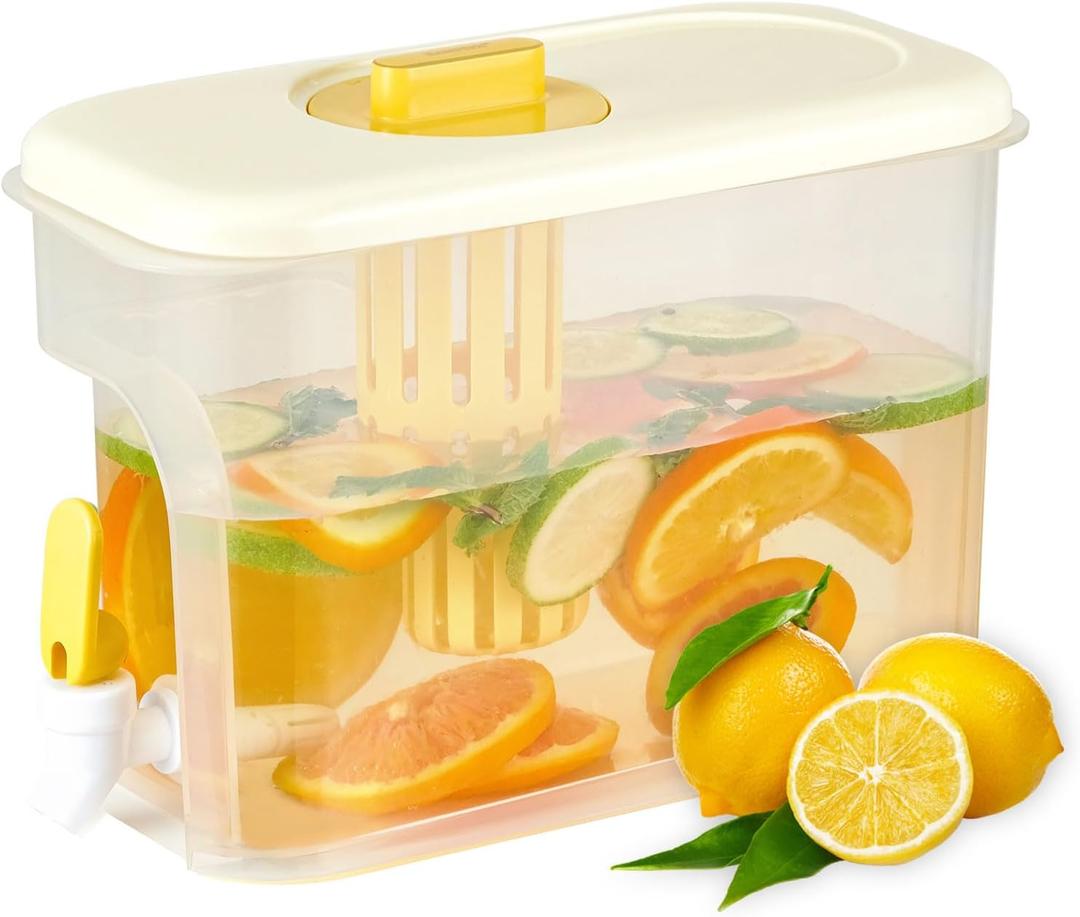 1 Gallon Drink Dispenser for Fridge, Water Container with Spigot, Upgraded Gallon Water Dispenser Ice Tea Pitcher for Fridge, Pack Of 