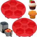 2 pieces Silicone Air Fryer Muffin Pan Egg Bite Mold for Oven Baking,Mini Muffin Tins Cups Cake Tray for Air Fryer Liners Basket Instant Pot Accessories Baking Muffin Cakes Pancake Quiche (Flower: 2 pcs)