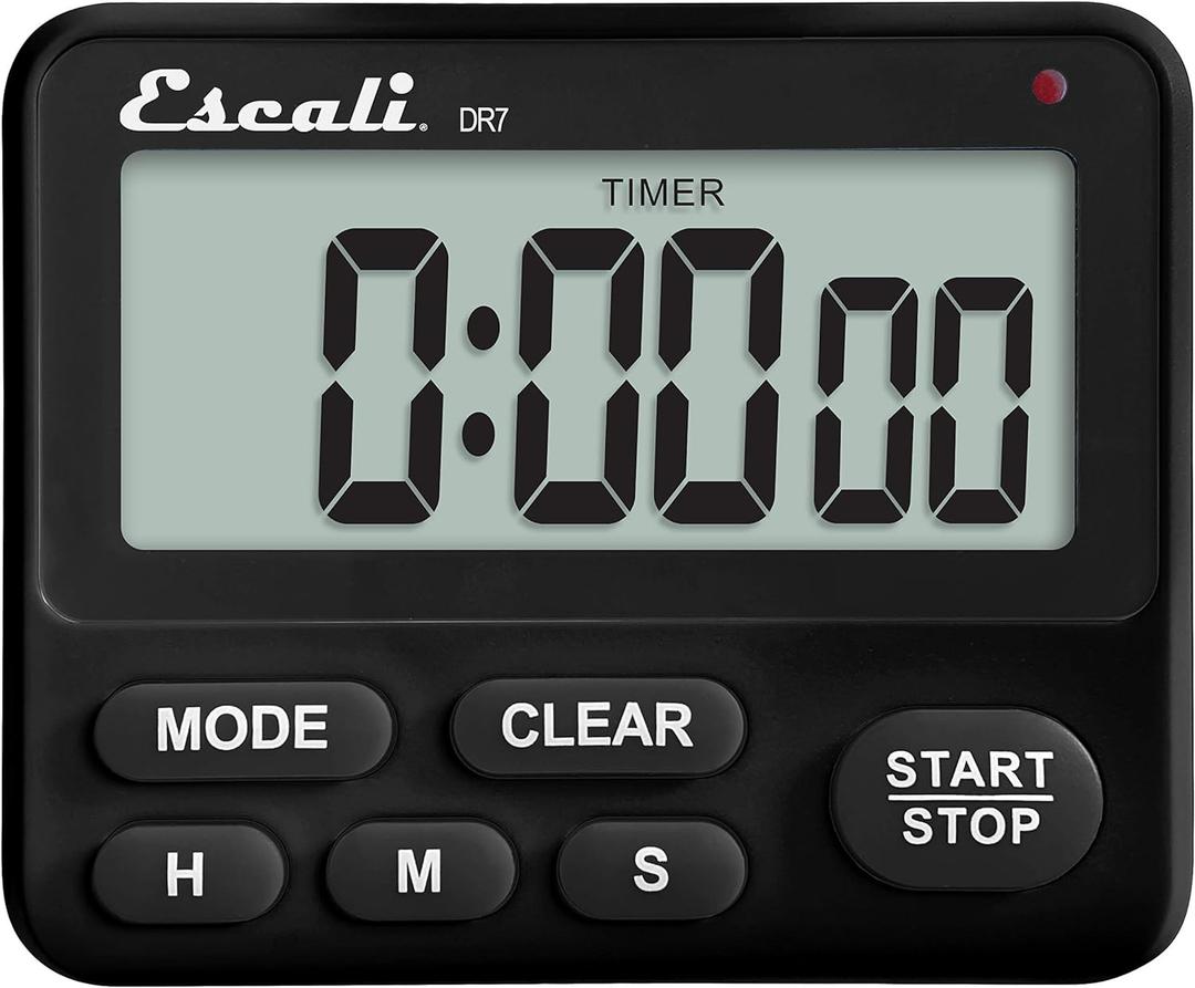 Escali Extra Loud Display Digital Kitchen Timer with Clock Mode, Recall Timer Magnetic Back (Standard)