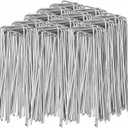 100 Pack Garden Landscape Staples, 6 Inch 11 Gauge Galvanized Garden Stakes Ground U Shaped Landscape Pins to Secure Lawn Fabrics Weed Barrier Covers Ground Cover and Landscaping