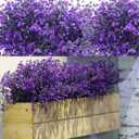 WILLBOND 12 Bundles Spring Artificial Flowers Outdoor Artificial Plant Decor UV Resistant Fake Plastic Flowers Faux Shrubs for Home Garden Porch Hanging Planters Outdoor Summer Decoration(Purple)