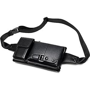 Men's Leather Sling Bag,Chest Shoulder Backpack, Water waterproof Crossbody Bag