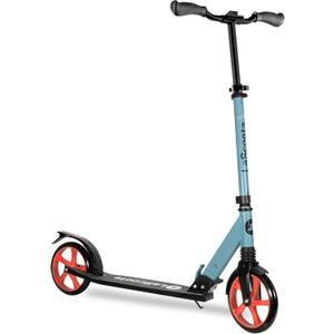 LaScoota Kick Scooter for Kids Ages 6+, Teens & Adults, Large 8" Sturdy Urethane Wheels. Adjustable Handlebar, Lightweight, Foldable, 220lbs Max Load (Fusion Blue)