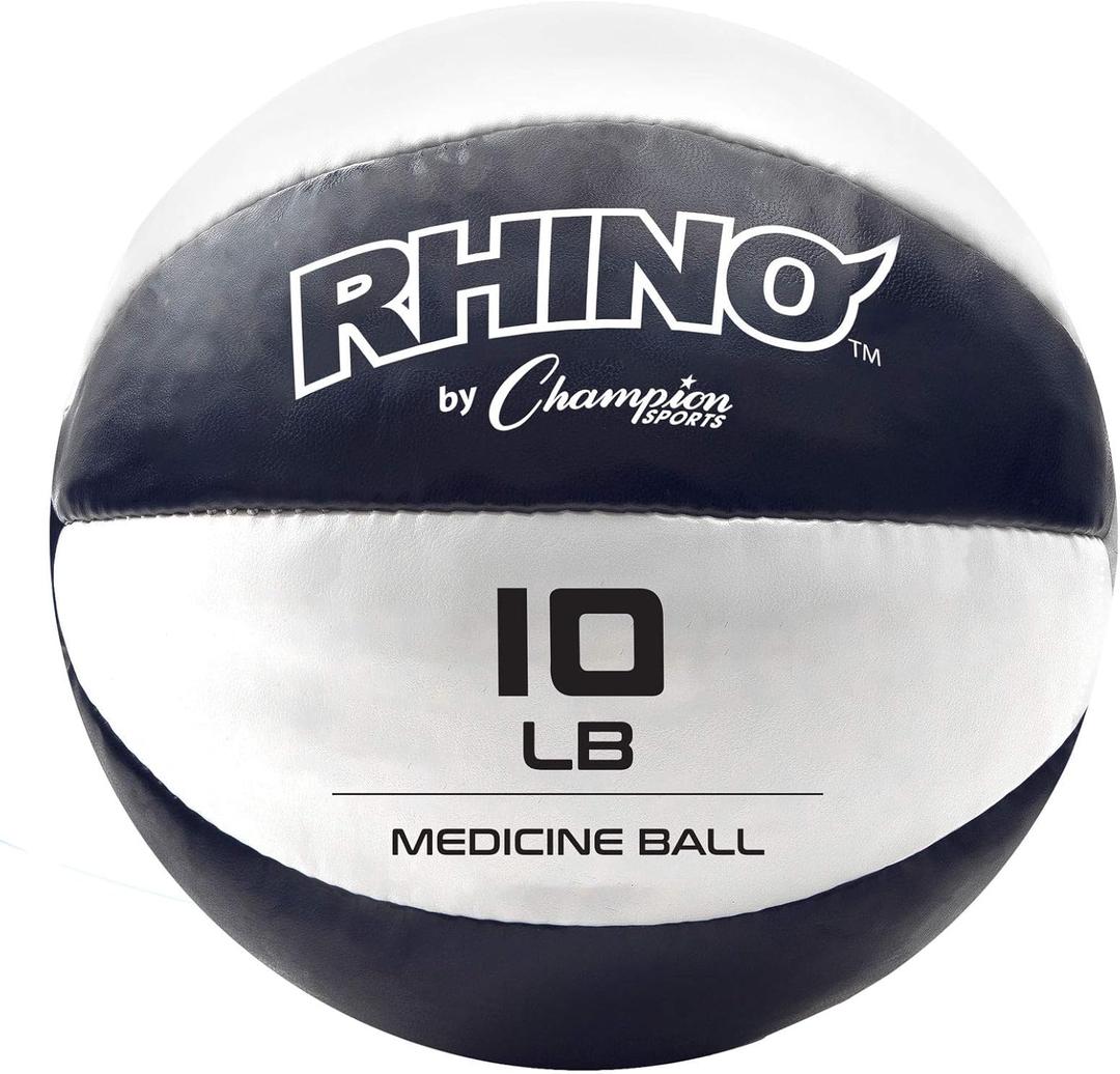 Champion Sports Exercise Medicine Balls, Leather with No-Slip Grip - Weighted Med Ball Set for Weight Training, Stability, Plyometrics, Cross Training, Core Strength - Multiple Styles (9 - 10 Pounds, Blue)