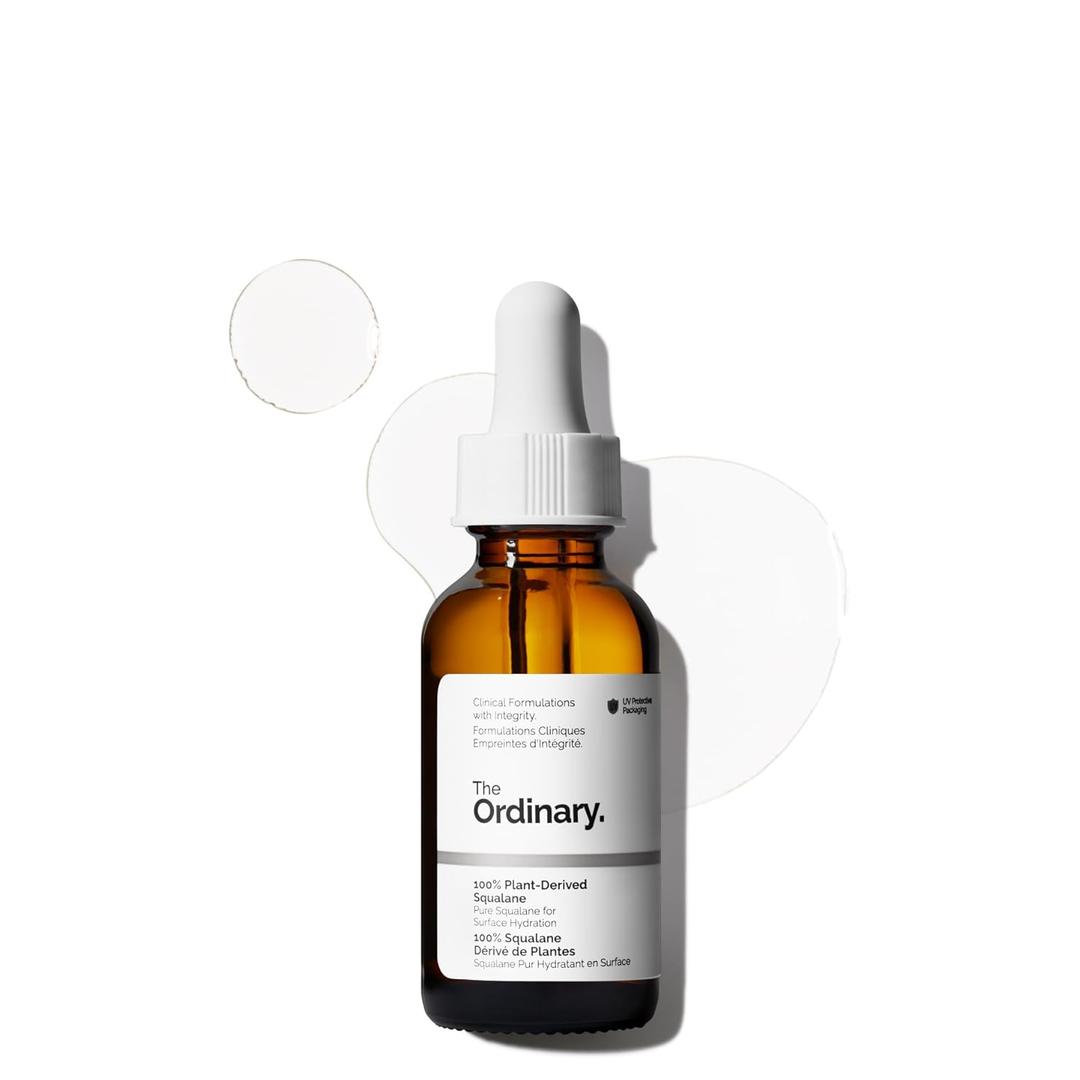 The Ordinary 100% Plant-Derived Squalane, for Skin and Hair, Lightweight Hydration, and Moisture Barrier Support, 1 Fl Oz