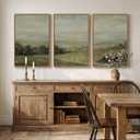 Large Framed Vintage Landscape Wall Art for Living Room, 3 Piece Retro Farmhouse Canvas Prints Artwork for Walls, French Country Paintings Pictures for Dining Room Hallway Wall Art Decor, 24x36 Inch, 24" W x 36" H x 3Pcs