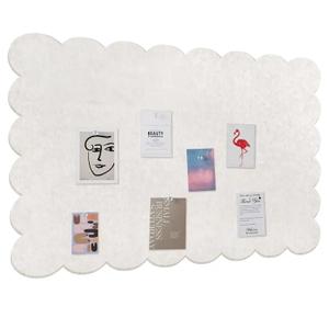 Scalloped Felt Bulletin Board 24 x 18 Inches Foldable Flesh Pink Pin Cork Board Alternative for Wall, 2' x 1.5' Trifold Picture Vision Self Adhesive Bulletin Decorative