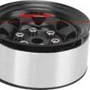 4 Pcs RC Wheel Hub, 1.55 Inch RC Wheel Rim Hub 5 Hole Silver Rim Universal Simulation Tire Beadlock Accessories for Axial AX90069 Crawlers (Black)