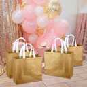 Eccliy 60 Pcs Reusable Gift Tote Bags Housekeeping Appreation Grocery Shopping Bag with Handles for Bridesmaid Wedding(Gold)