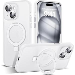 Designed for iPhone 14 Case with Magnetic Invisible Ring Stand[Military Drop&Full Camera Lens Protection][Compatible with Mag-Safe] Matte Slim Phone Cases for iPhone 14 6.1",Translucent