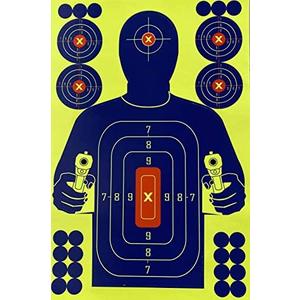 30 Pcs 12 x 18 Inch Splatter Silhouette Target Fresh Blue with Yellow Blooming Self Adhesive Splatter & Reactive Shooting Targets for Gun-Pistol-Rifle-Airsoft-Pellet Gun- Air Rifle