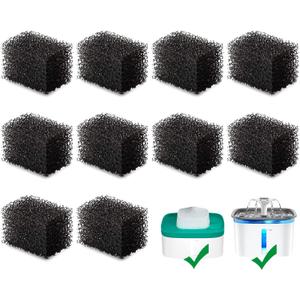 10 Pack Cat Water Fountain Sponges Replacement, Foam Filters for 92oz/2.8L Pet Fountain