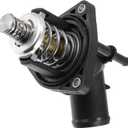 Engine Coolant Thermostat Housing Assembly Replacement for Chevrolet Silverado 1500 2014-2019 for GMC Sierra 1500 2014-2019, 12674639 Metal Black Silver Tone 1Pc