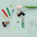 Thimbles for Hand Sewing, Cross Stitch Supplies, Embroidery Thimble, Sashiko Finger Protectors, Quilting Thumb Protector Pads, Includes Thimble, Seam Ripper, Thread and Thread Snips, Etc.