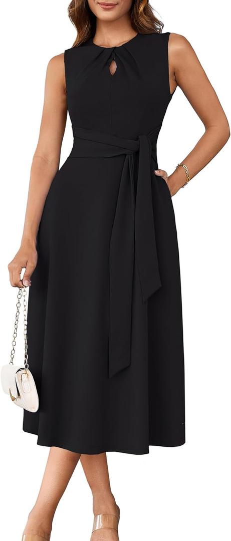 GRACE KARIN Work Dresses for Women 2025 Summer Business Casual Outfit Black Dresses for Women, Medium
