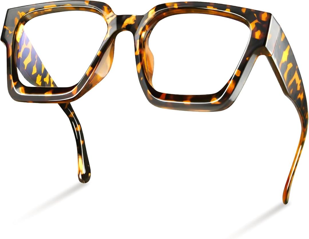 livho Oversized Eyewear Frame for Woman and Men - Rectangle Fashion Glasses for Computer, Chic Preppy Frame