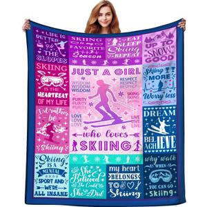 Skiing Blanket Gifts for Women Men Boys, Extreme Sports Snowboarding Throw Blankets Ski Accessories Decorations Gift for Ski Lovers Skiers 50"X40"