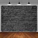 Black Brick Wall Backdrop 8x6 FT Backdrops Vintage Black Stone Wall Background Polyester Portrait Photo Booth for Adults Office Kids Birthday Graduation Party Home Decoration Banners