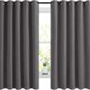 NICETOWN Blackout Curtains Panels for Bedroom, 2 Panels, 66 x 60 Inch, Gray, 3 Pass Microfiber Noise Reducing Thermal Insulated Solid Ring Top Blackout Window Drapes (Grey)