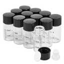 2ml Clear Glass Graduated Vials with Screw Caps and Plastic Stoppers, 1/2 Dram Small Sample Vials with Lids, Leak-Proof Liquid Storage Empty Vial, 12PCS