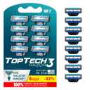 Razor 3 for Men - Replaceable Cartridges for Manual Shaving Razor - 3-Blade Technology Refills - Fits Gillette Mach3 - Soft Shave Sharp Blades - Cost-effective Refill (8 refills) (8 Count (Pack of 1))