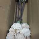 HyeFlora Fake Kiku Flowers, Faux Silk Pompon Mums Artificial Flowers, Chrysanthemum Stems Floral Arrangement Dried Flowers Vintage Decorative Indoor Home Decor Beige (Vase not Included)