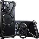 OATSBASF Minimalist Phone Case Compatible with iPhone 14 Pro 6.1", 360 Rotation Kickstand Aluminum Metal Frameless Design Bumper Z Case, Protective Shock Grade Shell, Black