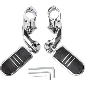 HY-SPEED Motorcycle Highway Pegs Crash Bar with 1.25" Engine Guard Adjustable Foot Peg Compatible with Softail Sportster Electra Road Glide Road King Street Glide Chrome
