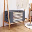 Foldable Storage Bag with Handles, 90L Large Clothes Storage Box for Blankets Pillows Bedding, Collapsible Fabric Organizer Container for Wardrobe Closet, Gray