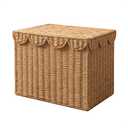 Rattanzenith Scalloped Woven Storage Basket with Lid, Foldable, Small