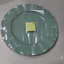 Chambury Casa Plates Dark Green Plastic Plates, Wavy Plates with Gold Rim Heavy Duty Disposable Party Plates, Fancy Dinner & Dessert Plates for Party and Wedding, 5 Packs