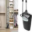 Broom with Dustpan Combo Set 54 Long Handle Household Dust Pan for Home Office Kitchen Cleaning Black & Grey