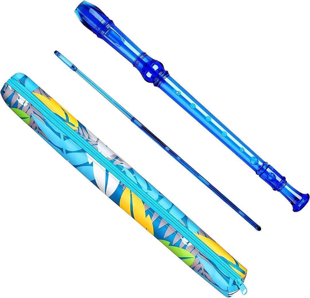 Yop-yes Soprano Recorder Instrument for Kids Beginners Student 8 Hole Flute German Fingering C Key Recorder Instrument 3 Piece with Cleaning Rod and Bag Fingering Chart