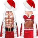 4 Pcs Christmas Aprons with Hats for Women Men Adjustable Kitchen Funny Cooking Aprons for BBQ Party