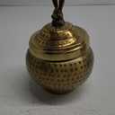 Creative Co-Op Round Hammered Metal Container with Rabbit Finial, Brass Finish