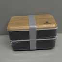 Sinnsally Bento Box Adult Lunch Box with Compartments for Women & Men,(47oz)Stackable Japanese Bento Lunchbox,Rectangle Lunchable Food Container with Utensil Set,Leak-Proof & Microwave/Dishwasher Safe (Black)