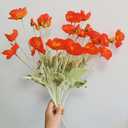 Poppy Flowers Artificial Poppy Silk Flowers with StemsRanunculus Artificial FlowersFaux Flower Stems for Wedding,Party, Outdoor Indoor Decor flower arrangements for table (6, Orange Red)