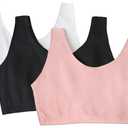 Fruit of the Loom Women's Multi-Pack Tank Top Style Sports Bra (38, Blushing Rose/Black Hue/White)