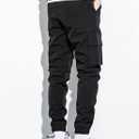 JMIERR Mens Casual Cargo Pants Stretch Elastic Waist Drawstring Joggers Pants Tapered Sweatpants for Men Multi Pockets (Black)