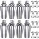 Umigy Cocktail Shaker Set Martini Shaker Bulk Stainless Steel Martini Mixer with Strainer and Double Measuring Jigger for Bar Party Home Use Wine Bar(18 Oz/ 550 ml, 7Packs)