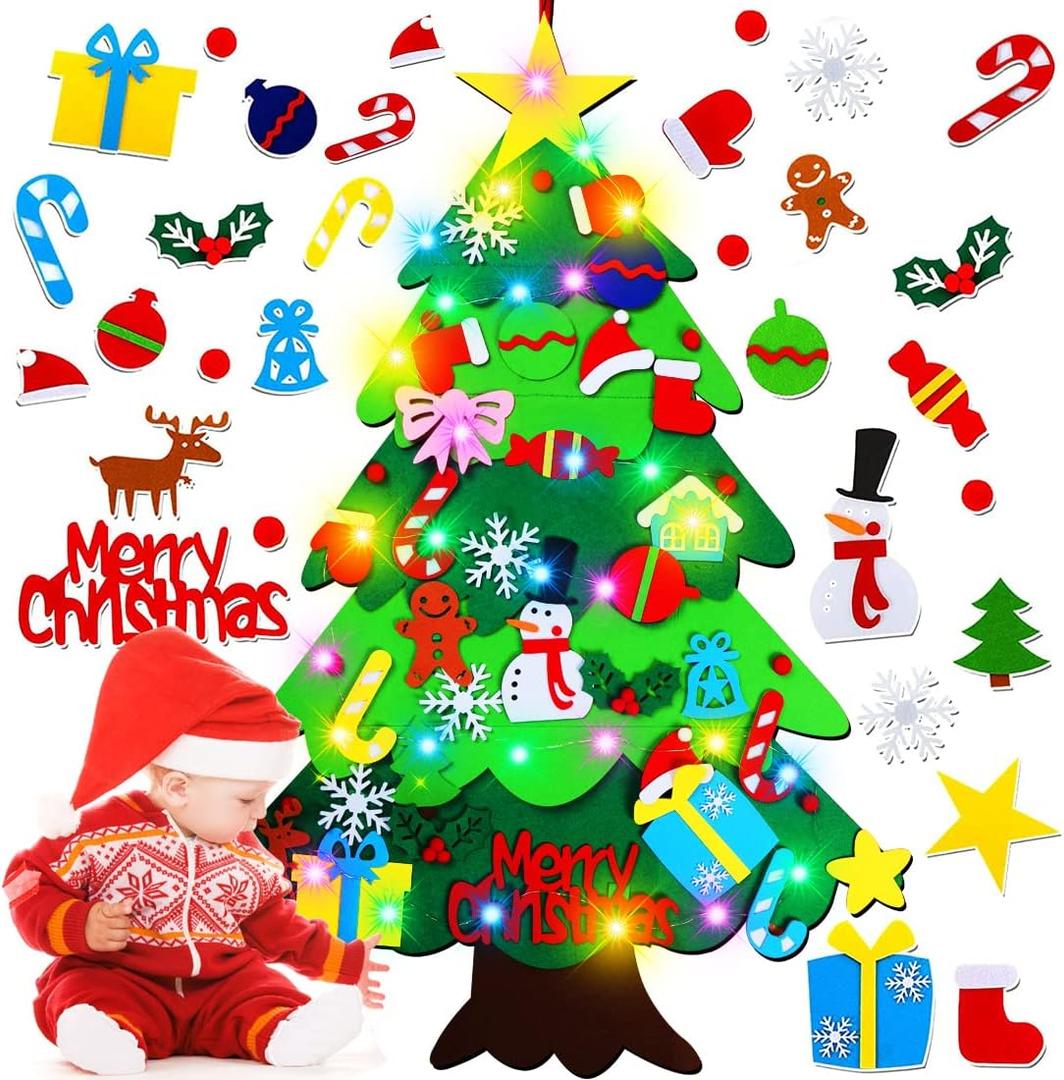 DIY Felt Christmas Tree-3.5 FT Wall Felt Christmas Tree Set for Xmas Gifts Home Door Wall Decoration