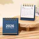 Mini Desk Calendar 2025-2026,4Pack Small Desk Calendar,Runs from July 2025 to Dec 2026 Monthly Planner Calendar Gold Twin-Wire Binding for Home Office School (Black Green Blue Beige)