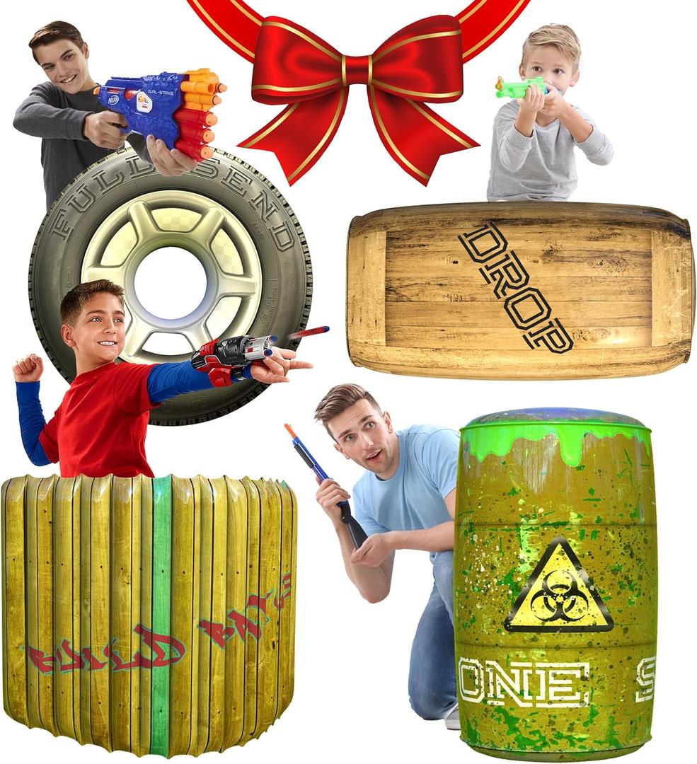 Skywin Inflatable Obstacles- Inflatable Battle Bunkers,4 Pieces Inflatable Battle Obstacle, Bunker Set Play Combat Obstacles and Laser Tag Obstacles (Green) (1 Pack)