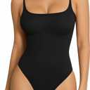 Womens Camisole Thong Bodysuit Square Neck Cami Tank Top Body Suit Adjustable Spaghetti Strap Sexy Summer Tops 2026 (Medium, 01black)