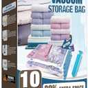 HIBAG Vacuum Storage Seal Bags, 10 Jumbo Space Saver Vacuum Sealer Bags for Clothes, Comforters, Blankets, Bedding (10J)