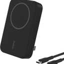 Belkin Portable Charger, Wireless Power Bank 15W 10000 mAh w/ Qi2, MagSafe Charger + Built-in Pop-up Kickstand - iPhone 17, Air, Pro, Pro Max, AirPods, Apple Watch, Google Pixel 10, etc. - Black